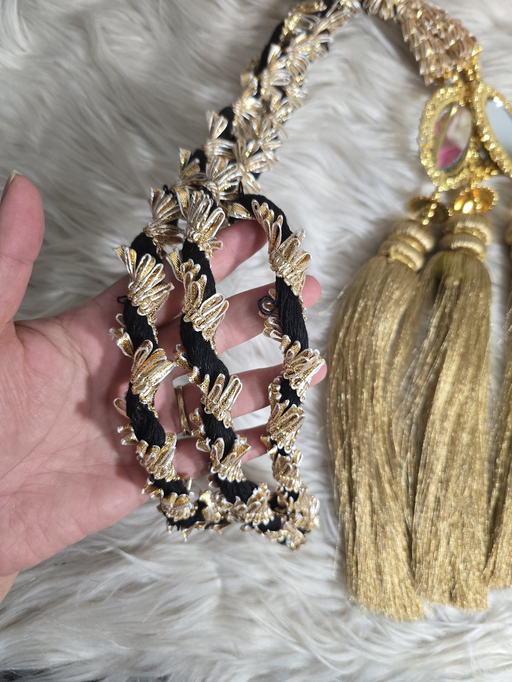 Gold Tassel Paranda with Black Braided Accent - Picture 3 of 6